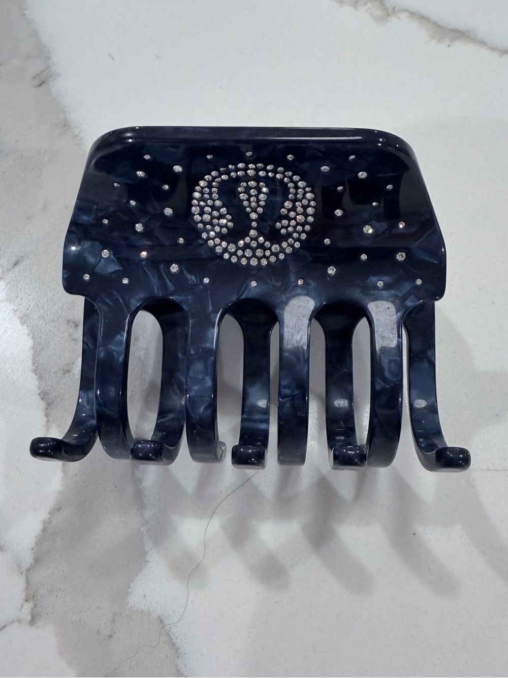NWOT Lululemon Athletica Rhinestone Embellished Dark Blue Marble Hair Claw Clip
